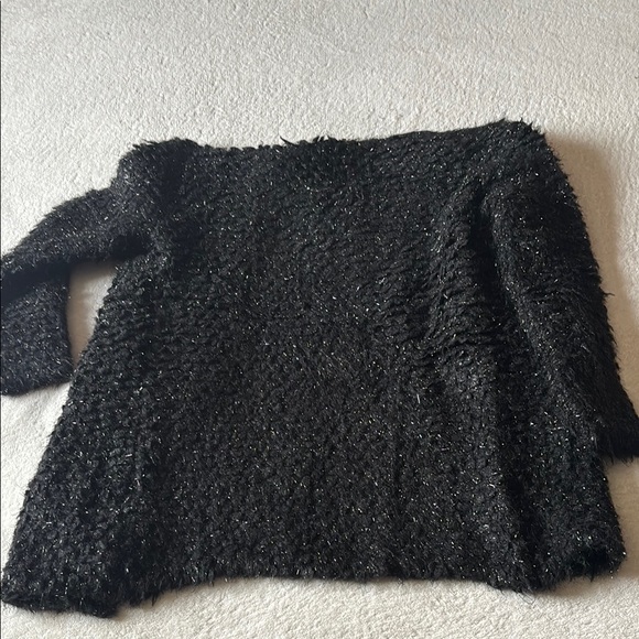 Zara Black Fuzzy Metallic Cardigan Jacket - Picture 7 of 8